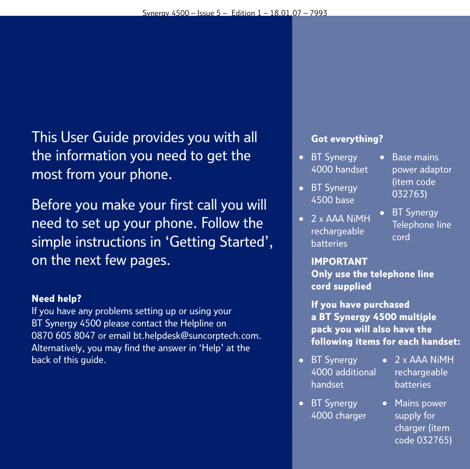 BT SYNERGY 4500 User Manual | Page 3 / 100