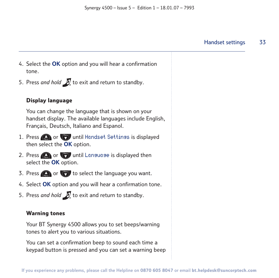BT SYNERGY 4500 User Manual | Page 33 / 100