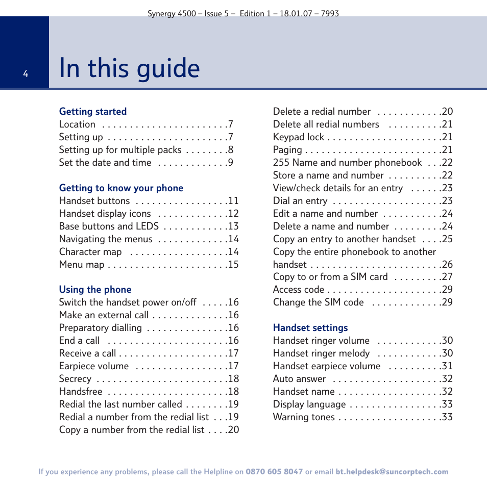 BT SYNERGY 4500 User Manual | Page 4 / 100