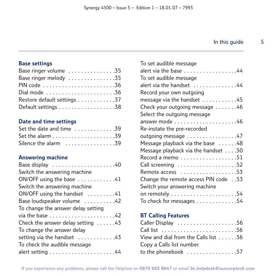 BT SYNERGY 4500 User Manual | Page 5 / 100