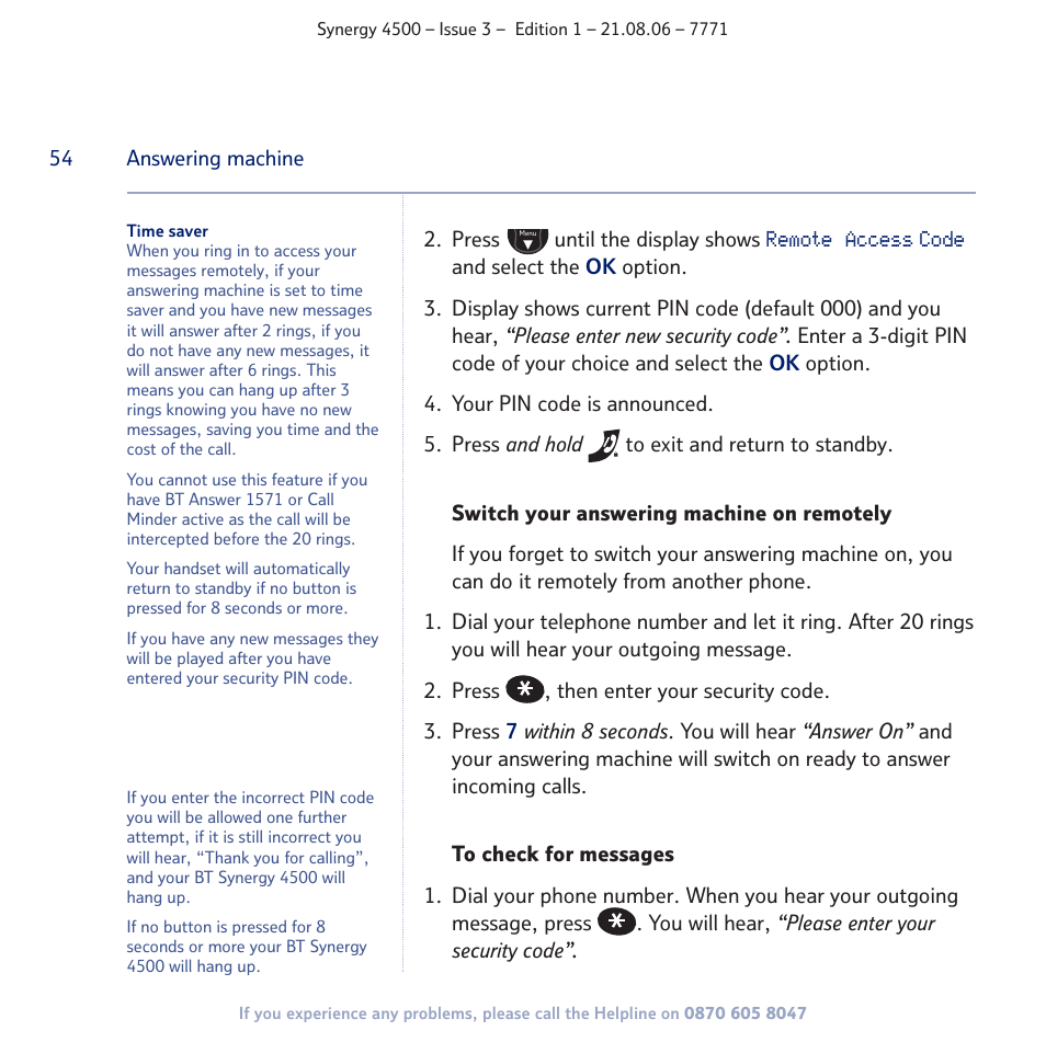 BT SYNERGY 4500 User Manual | Page 54 / 100