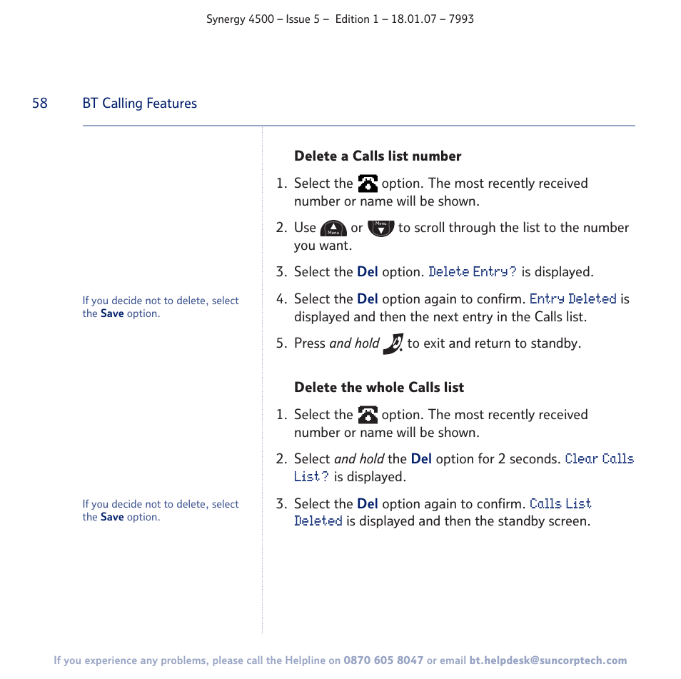 BT SYNERGY 4500 User Manual | Page 58 / 100