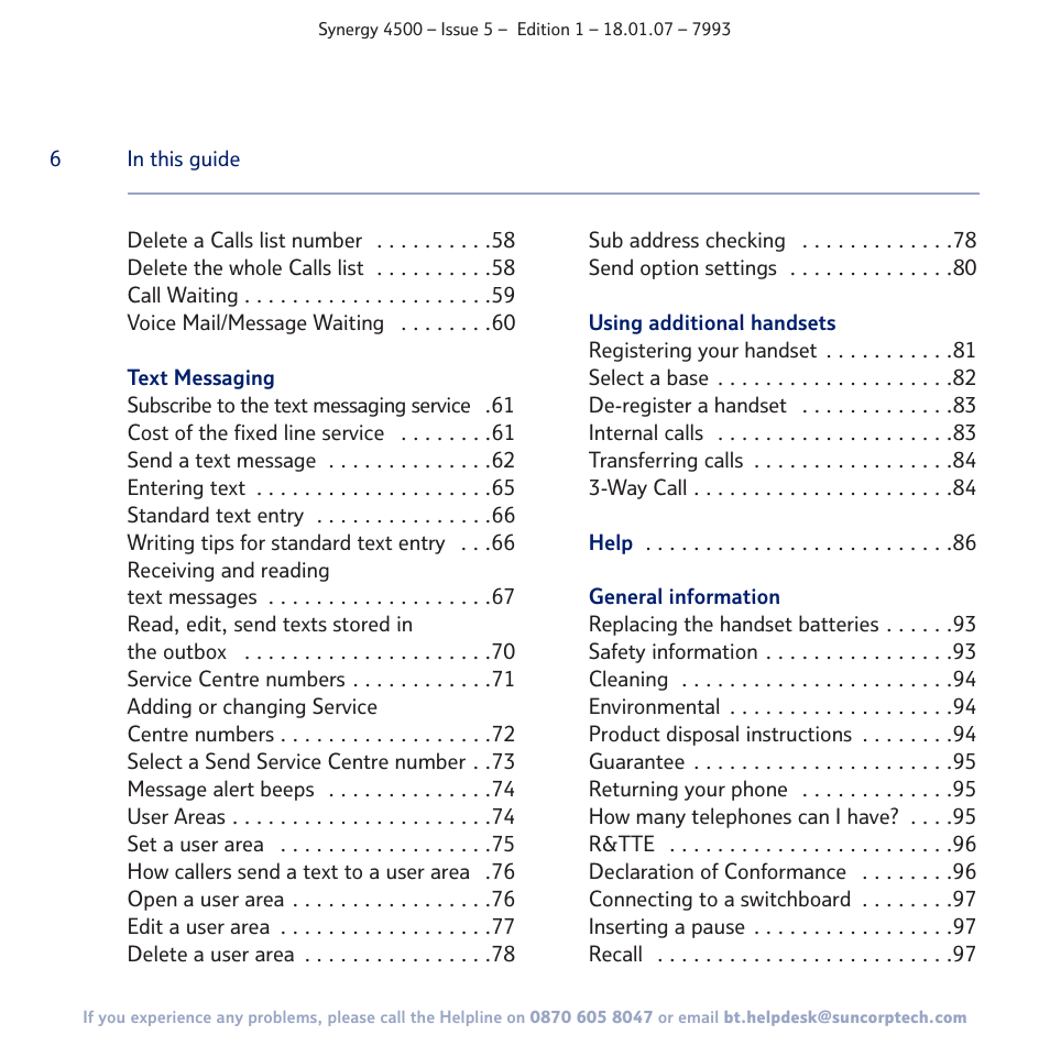 BT SYNERGY 4500 User Manual | Page 6 / 100
