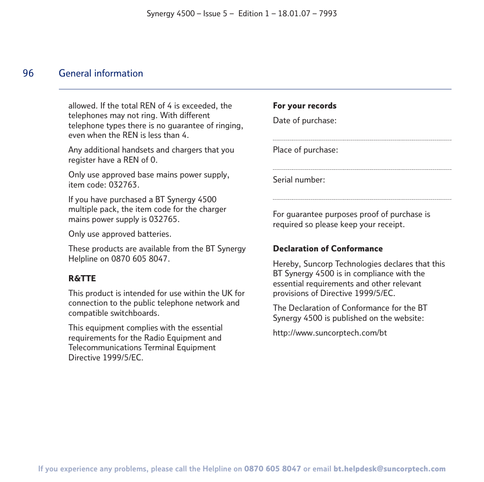 BT SYNERGY 4500 User Manual | Page 96 / 100