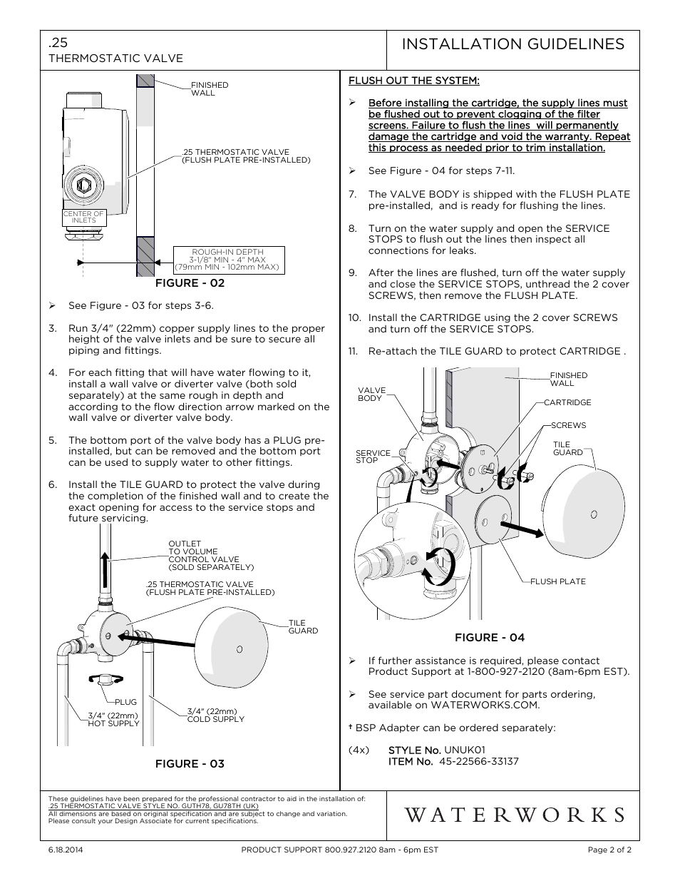 Installation guidelines | Waterworks 25 Thermostatic Valve User Manual | Page 2 / 2