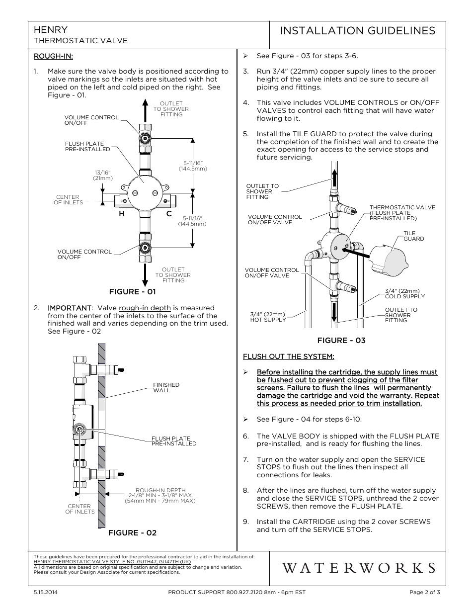 Installation guidelines, Henry | Waterworks Henry Thermostatic Valve User Manual | Page 2 / 3