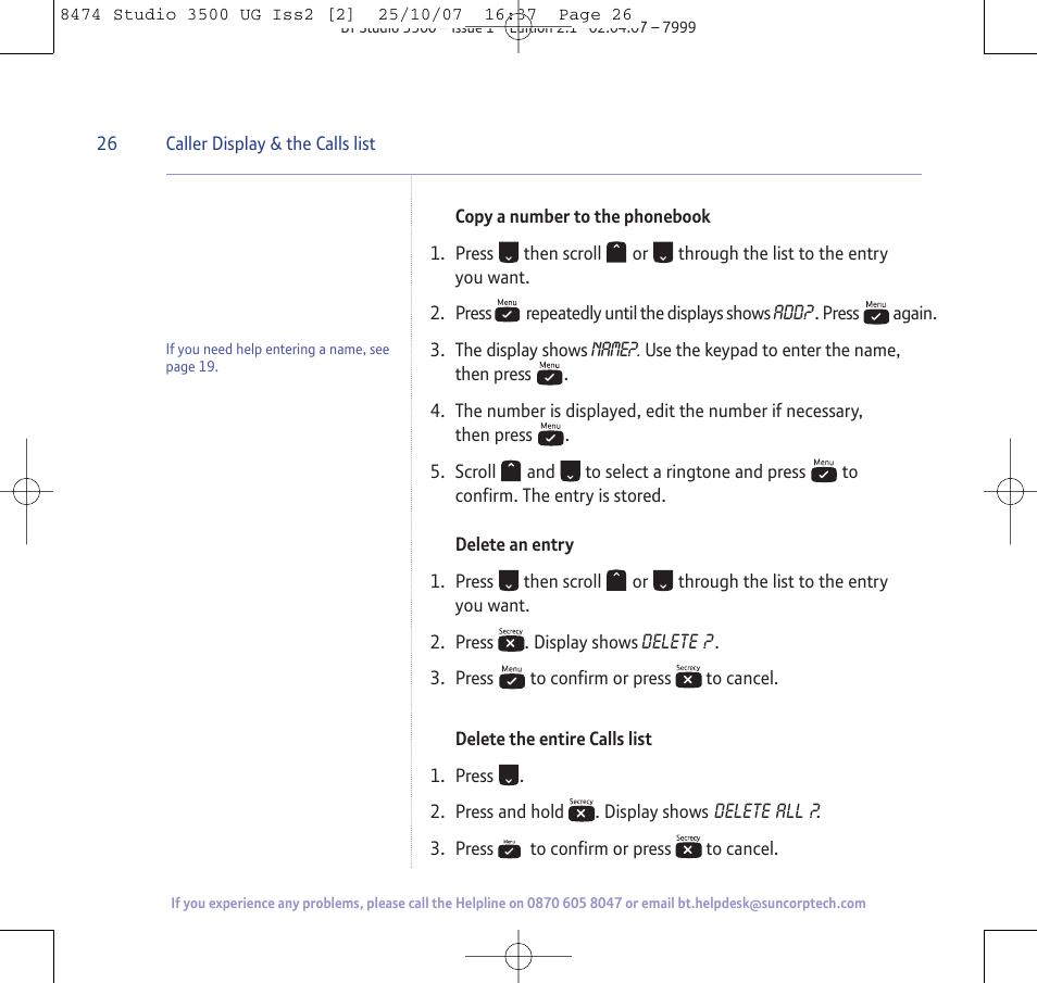 BT Studio 3500 User Manual | Page 26 / 56