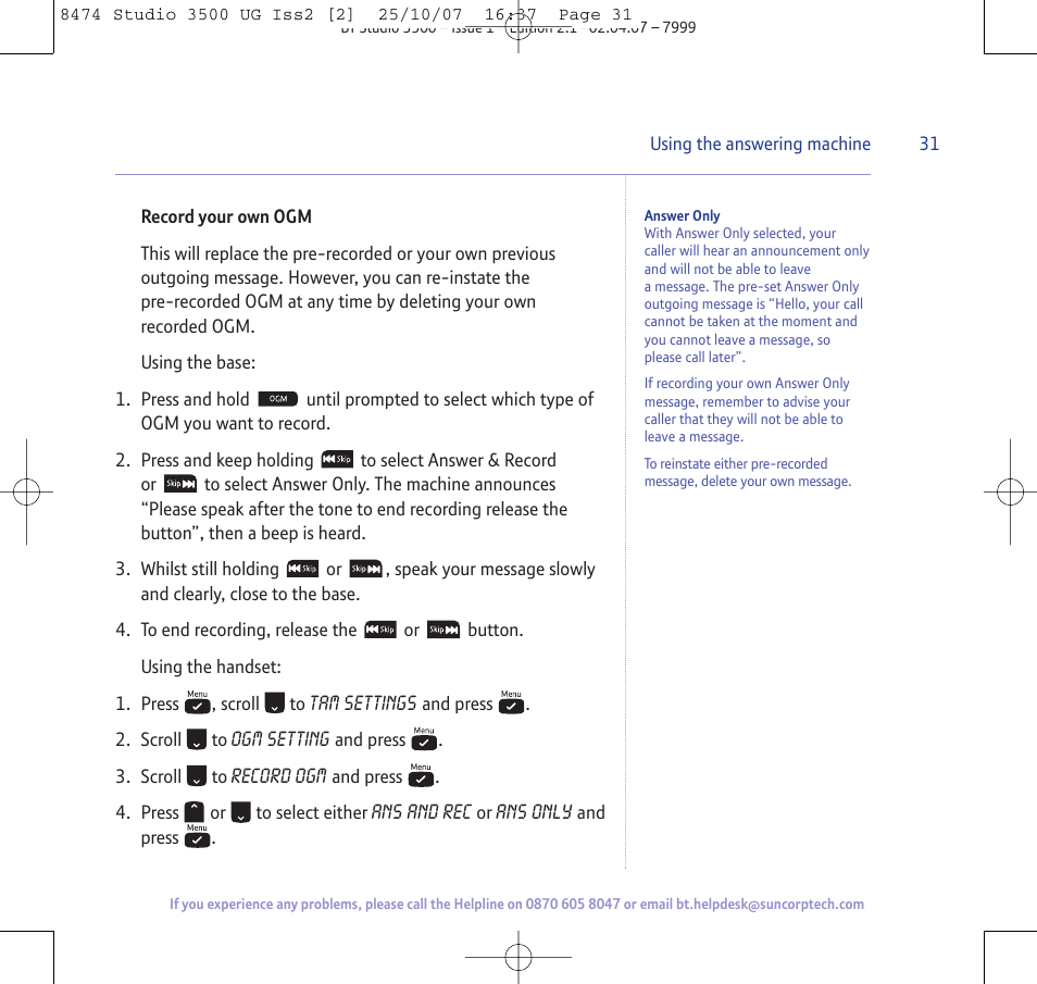 BT Studio 3500 User Manual | Page 31 / 56