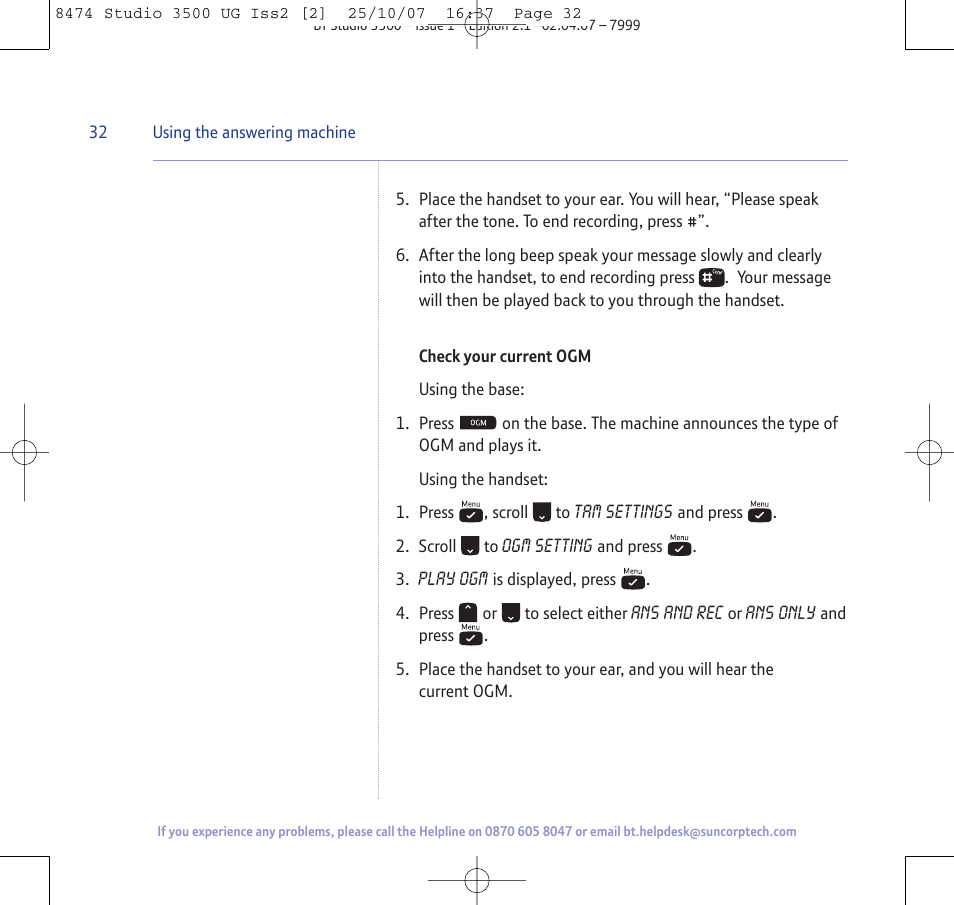 BT Studio 3500 User Manual | Page 32 / 56