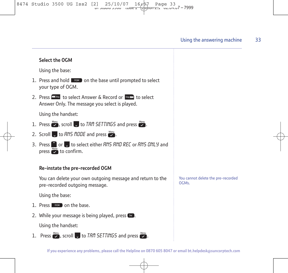 BT Studio 3500 User Manual | Page 33 / 56