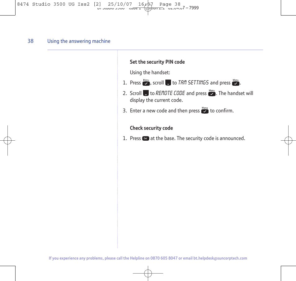 BT Studio 3500 User Manual | Page 38 / 56