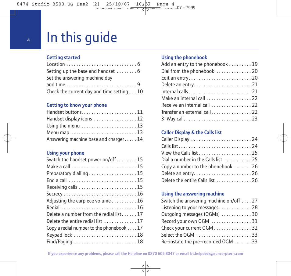 BT Studio 3500 User Manual | Page 4 / 56