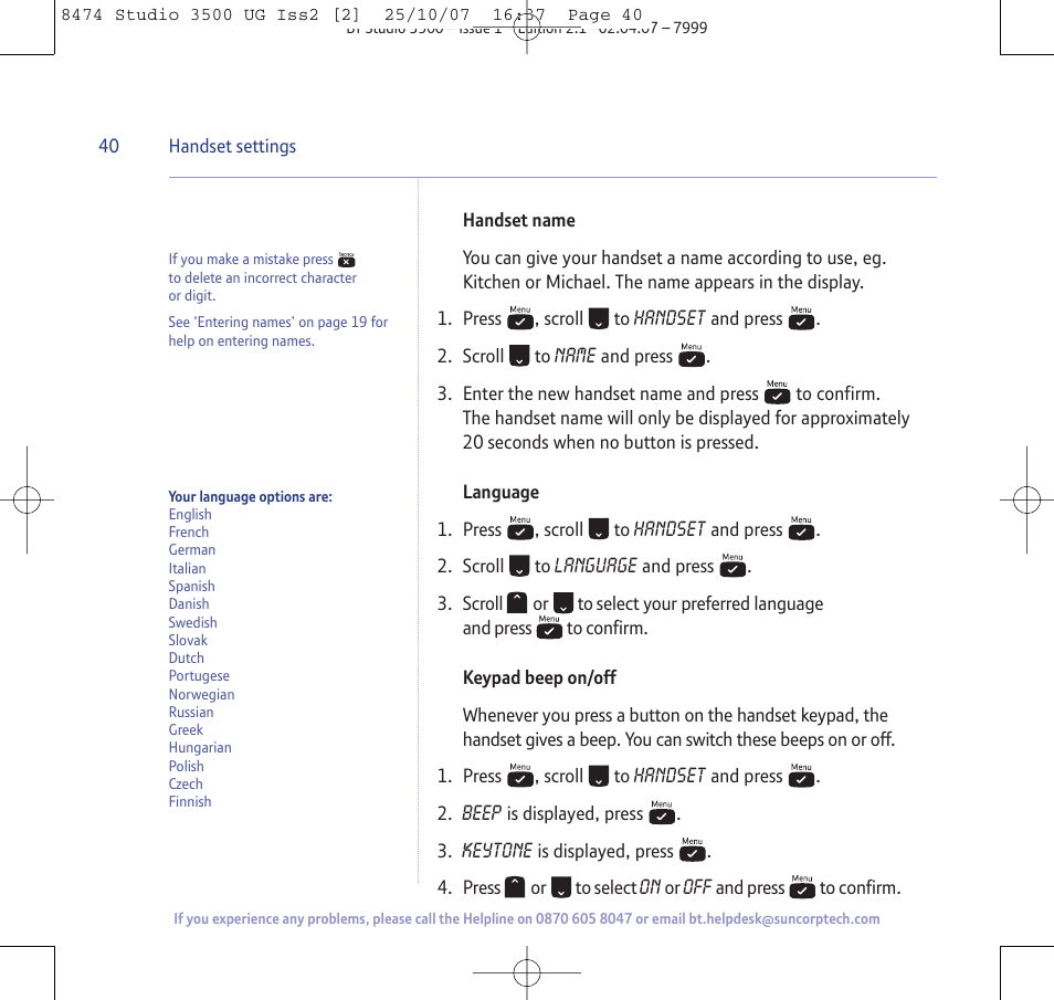 BT Studio 3500 User Manual | Page 40 / 56