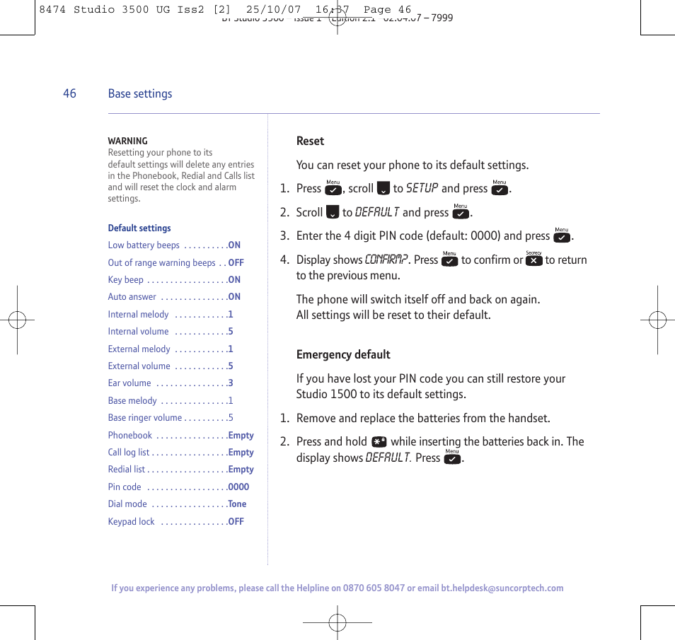 BT Studio 3500 User Manual | Page 46 / 56