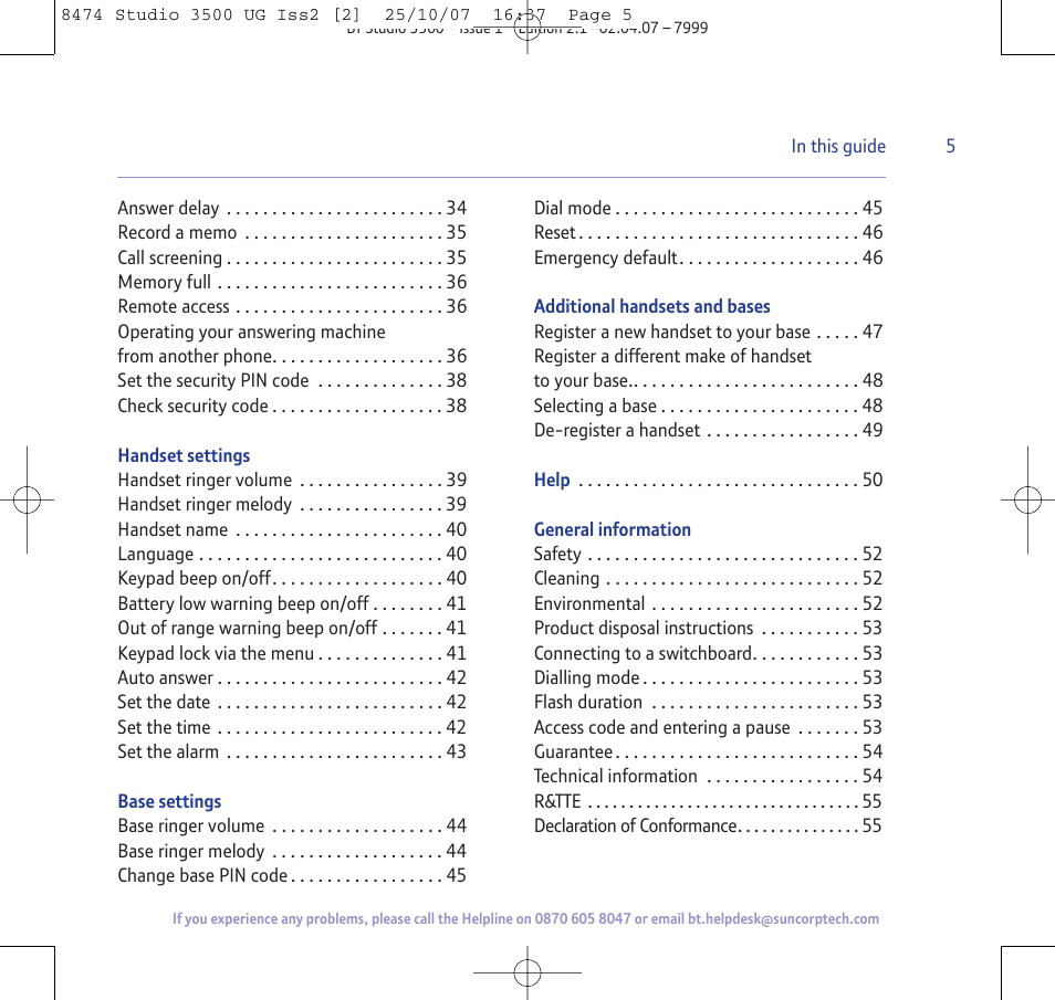 BT Studio 3500 User Manual | Page 5 / 56