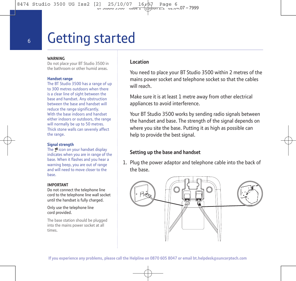 Getting started | BT Studio 3500 User Manual | Page 6 / 56