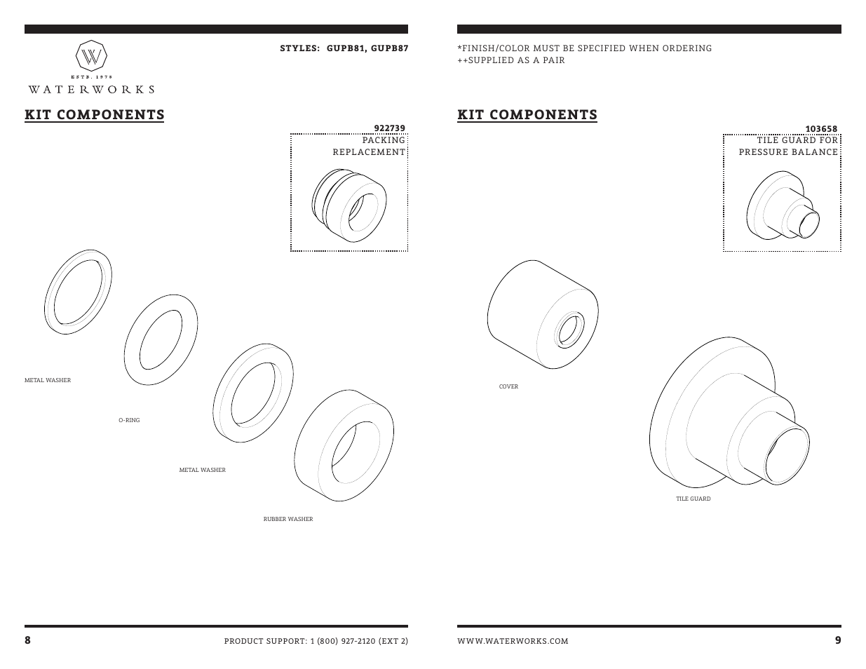 Kit components | Waterworks Universal Pressure Balance with Diverter Valve User Manual | Page 10 / 13