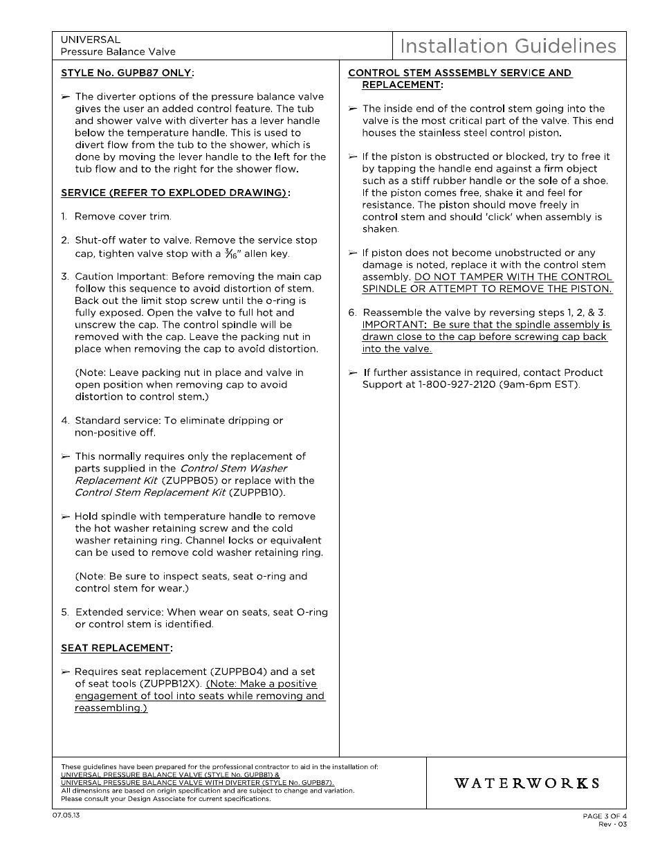 Gusv81r- 87r_ig model (3) | Waterworks Universal Pressure Balance with Diverter Valve User Manual | Page 3 / 13