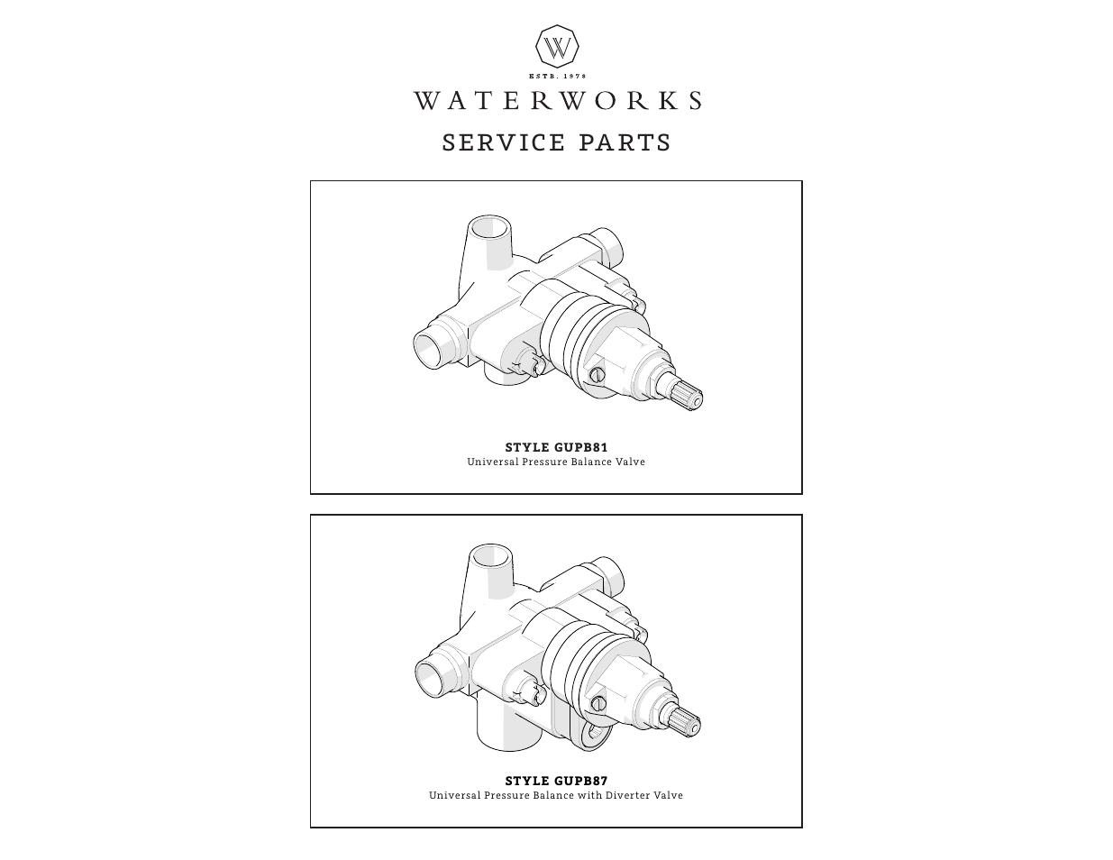 Service parts | Waterworks Universal Pressure Balance with Diverter Valve User Manual | Page 5 / 13