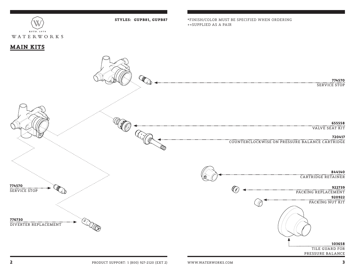 Main kits | Waterworks Universal Pressure Balance with Diverter Valve User Manual | Page 7 / 13