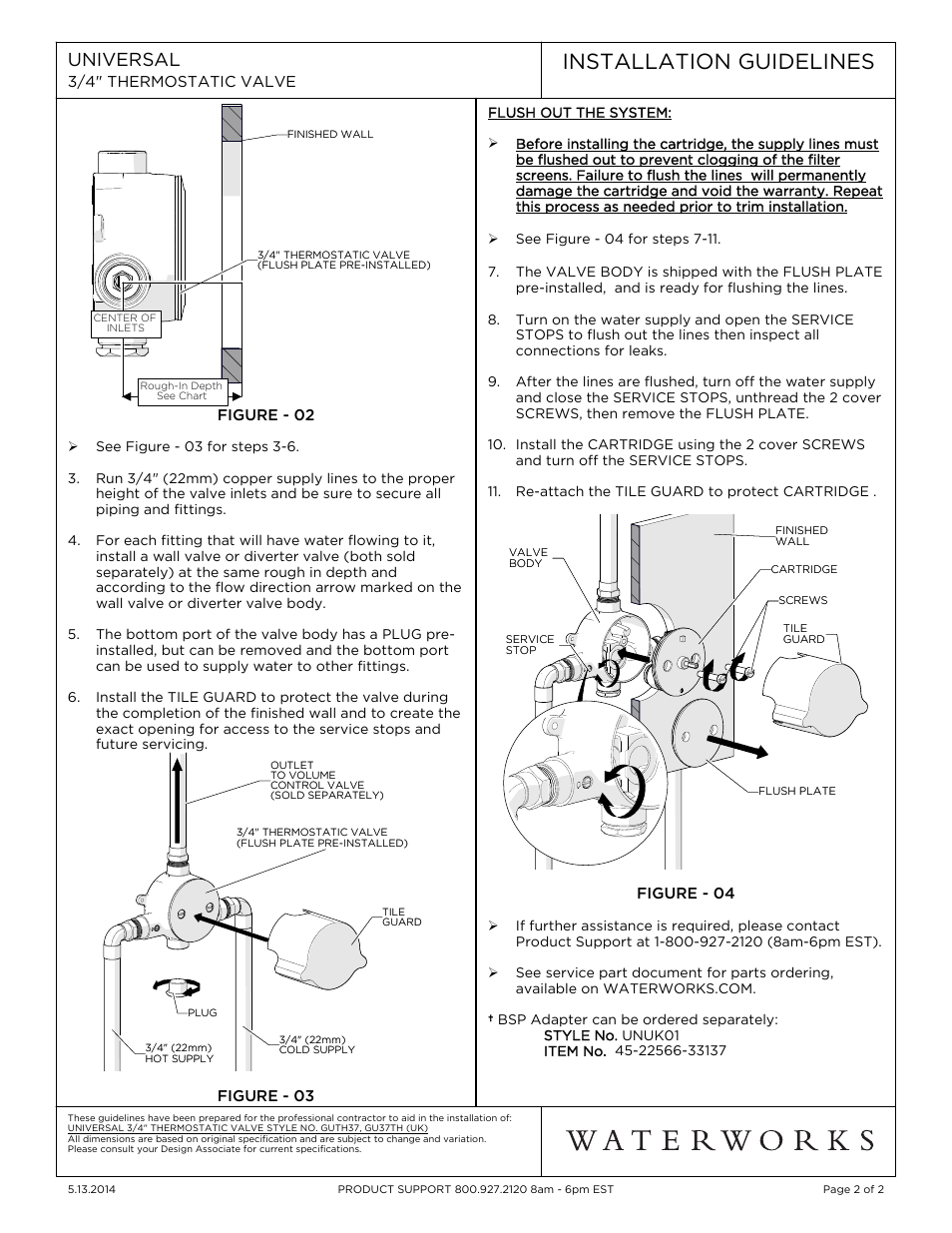 Installation guidelines, Universal | Waterworks Universal 3/4" Thermostatic Valve User Manual | Page 2 / 2