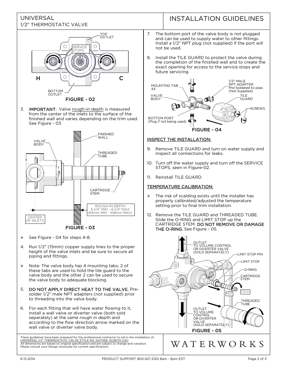 Installation guidelines, Universal | Waterworks Universal 1/2" Thermostatic Valve User Manual | Page 2 / 3