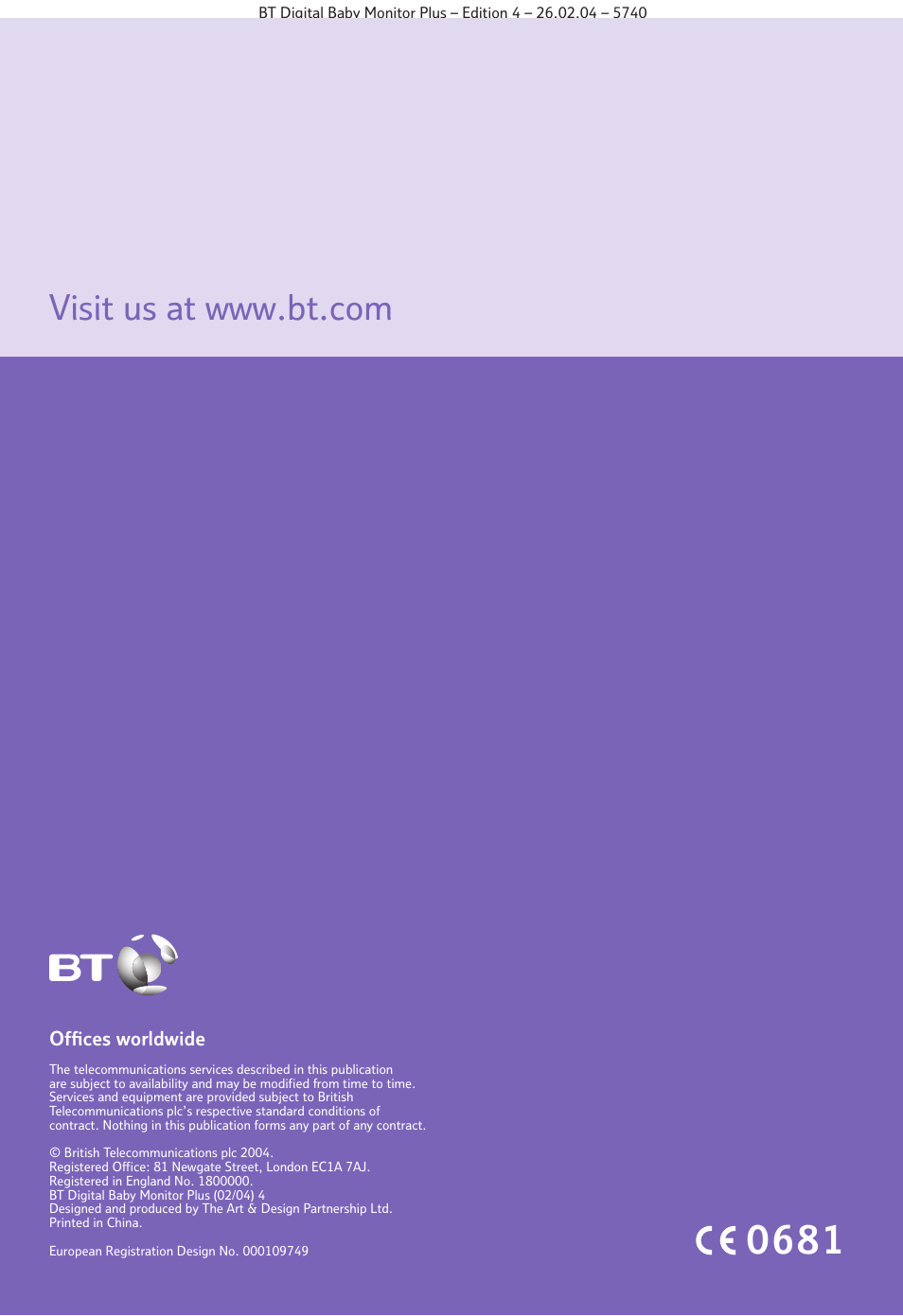 BT Digital Baby Monitor Plus User Manual | Page 16 / 16