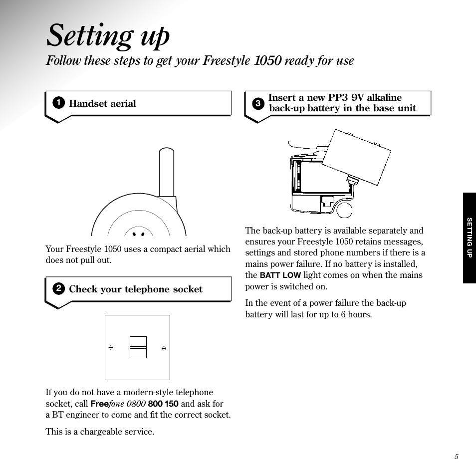 Setting up | BT 1050 User Manual | Page 9 / 43