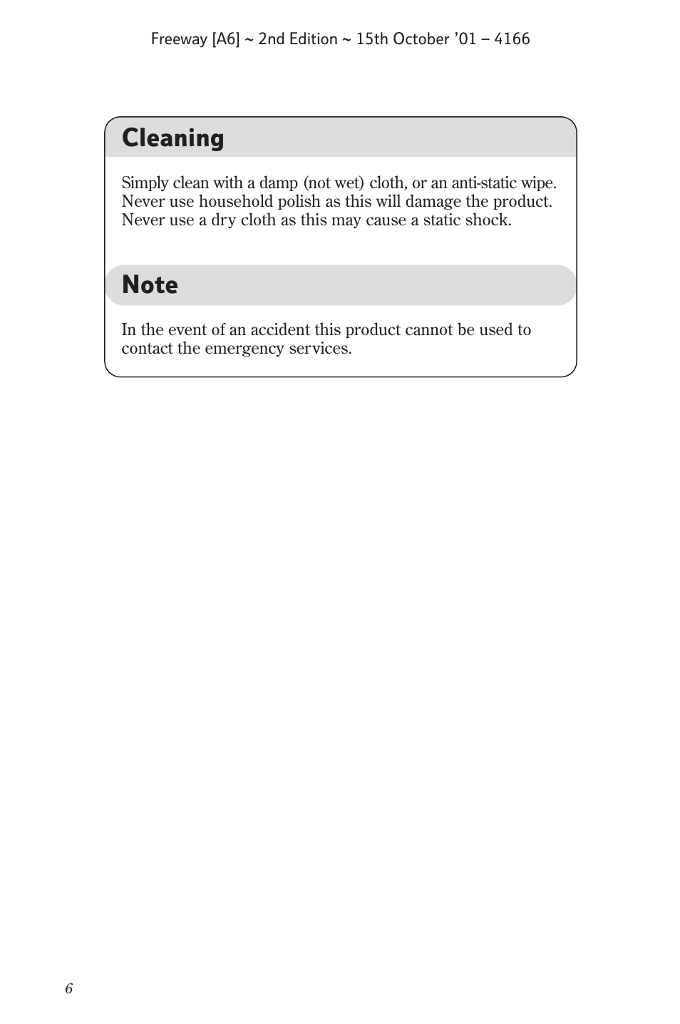 Cleaning | BT A6 User Manual | Page 6 / 22
