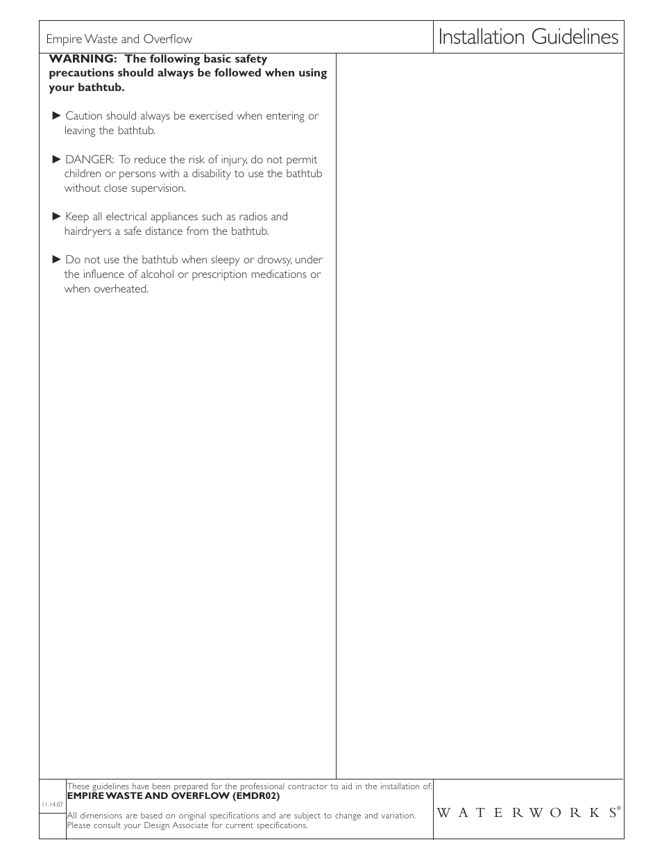 Installation guidelines | Waterworks Empire Drain Plug Waste and Overflow Drain User Manual | Page 3 / 4