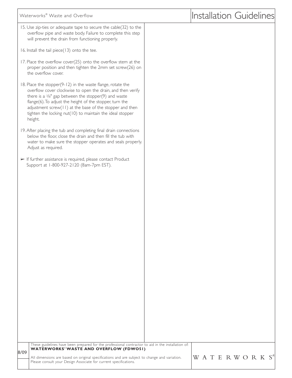 Installation guidelines | Waterworks Universal Pop-up Waste and Overflow Drain User Manual | Page 2 / 3