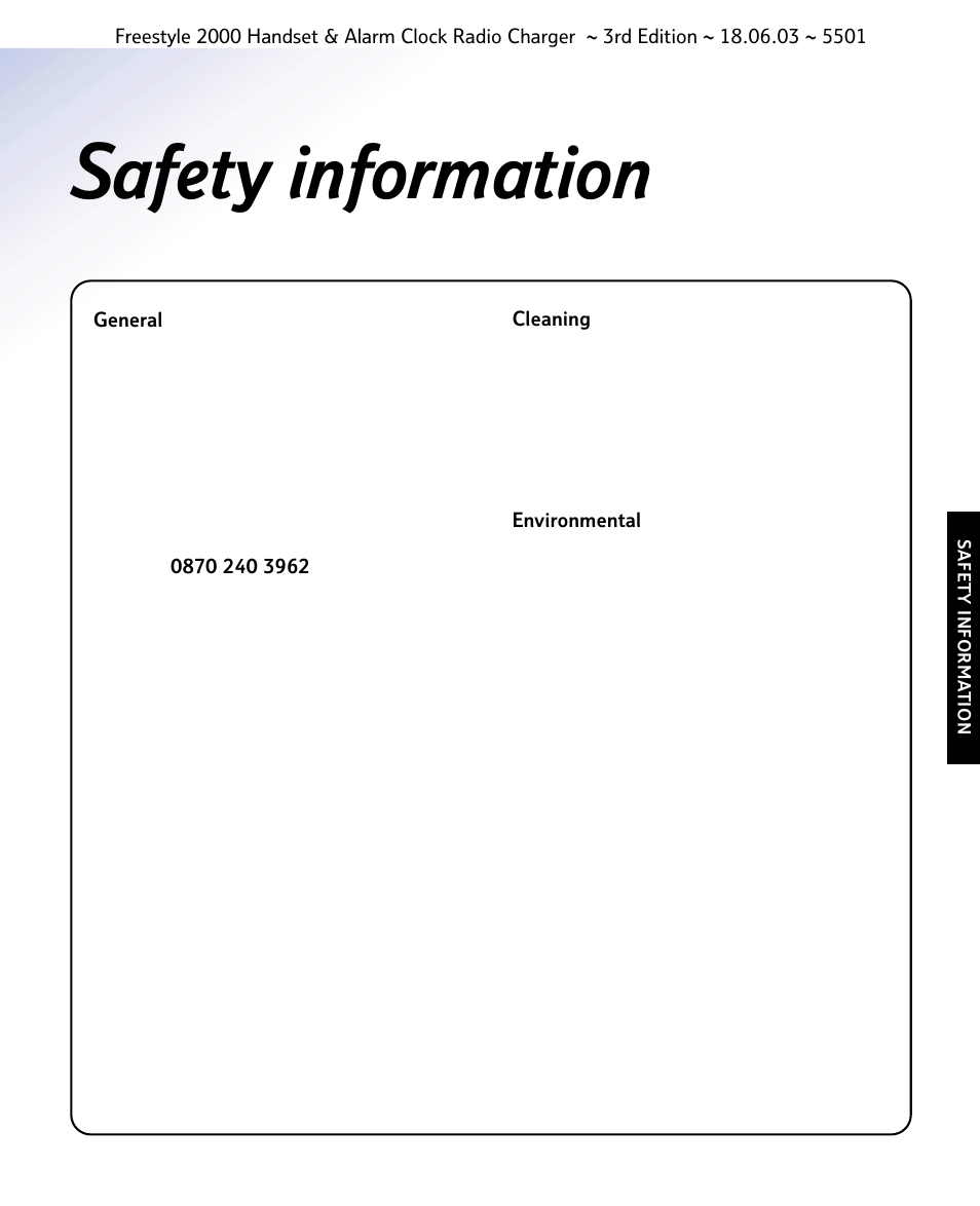 Safety information | BT Freestyle 2000 User Manual | Page 11 / 37