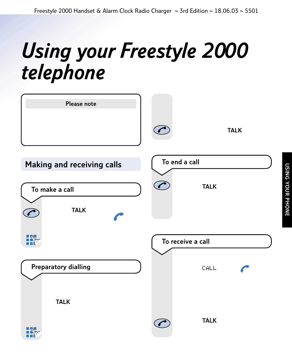 Using your freestyle 2000 telephone, Making and receiving calls | BT Freestyle 2000 User Manual | Page 15 / 37