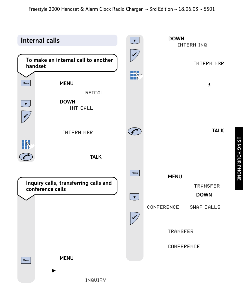 Internal calls | BT Freestyle 2000 User Manual | Page 17 / 37