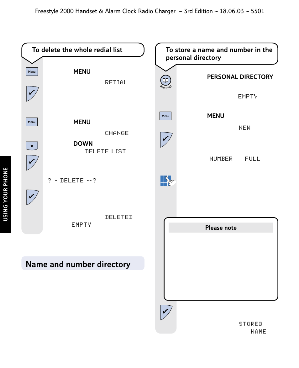 Name and number directory | BT Freestyle 2000 User Manual | Page 20 / 37