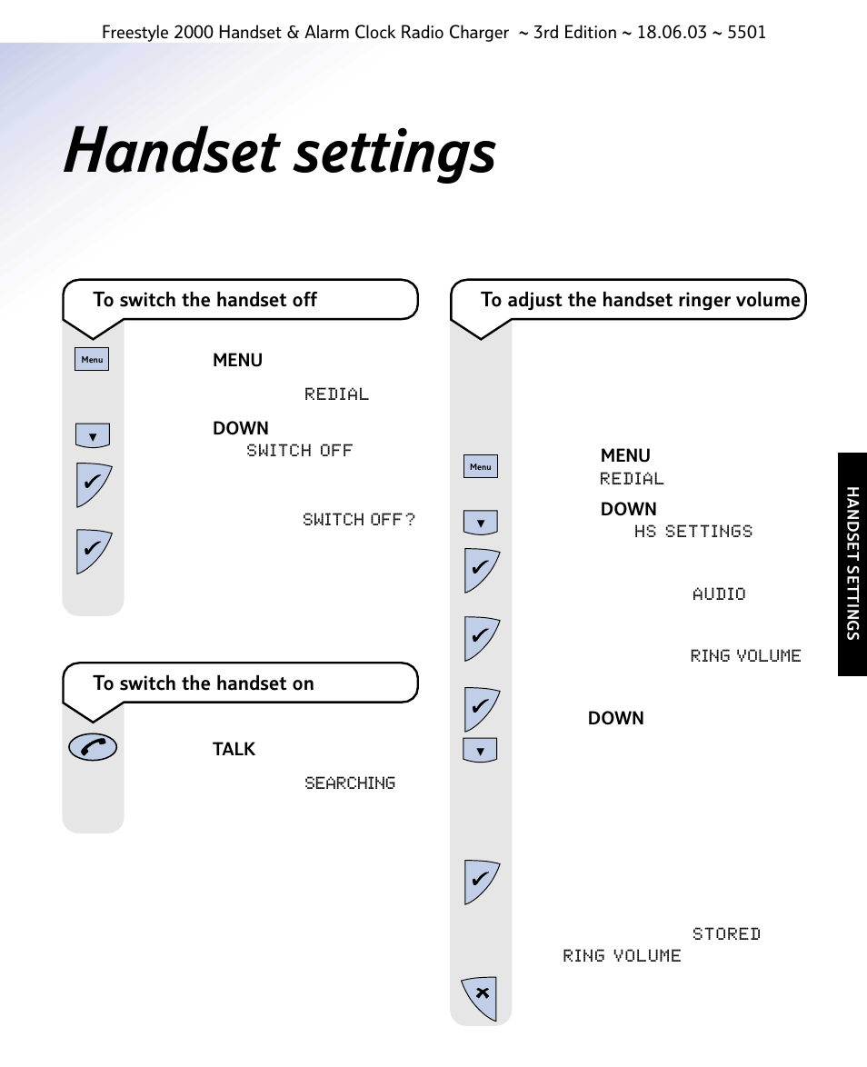 Handset settings | BT Freestyle 2000 User Manual | Page 25 / 37