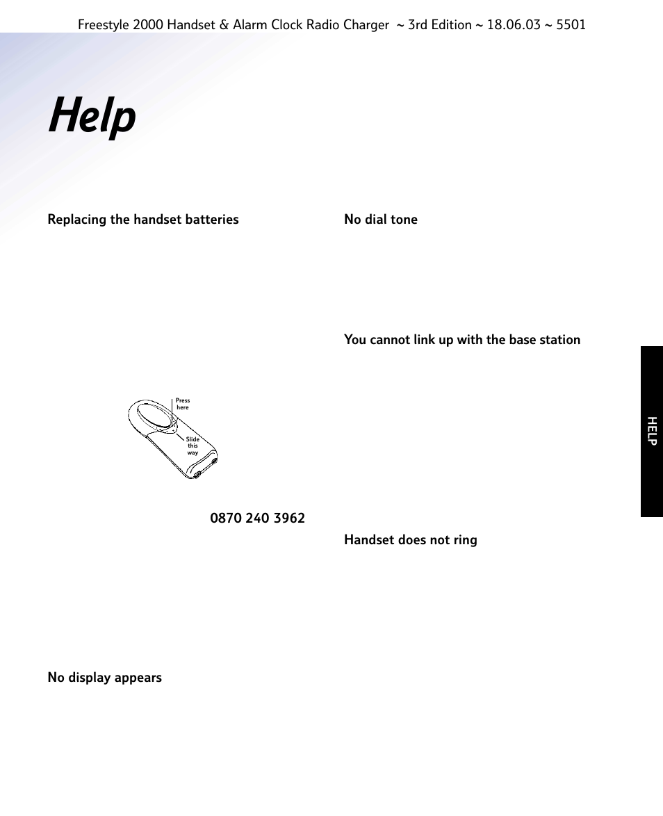 Help | BT Freestyle 2000 User Manual | Page 29 / 37