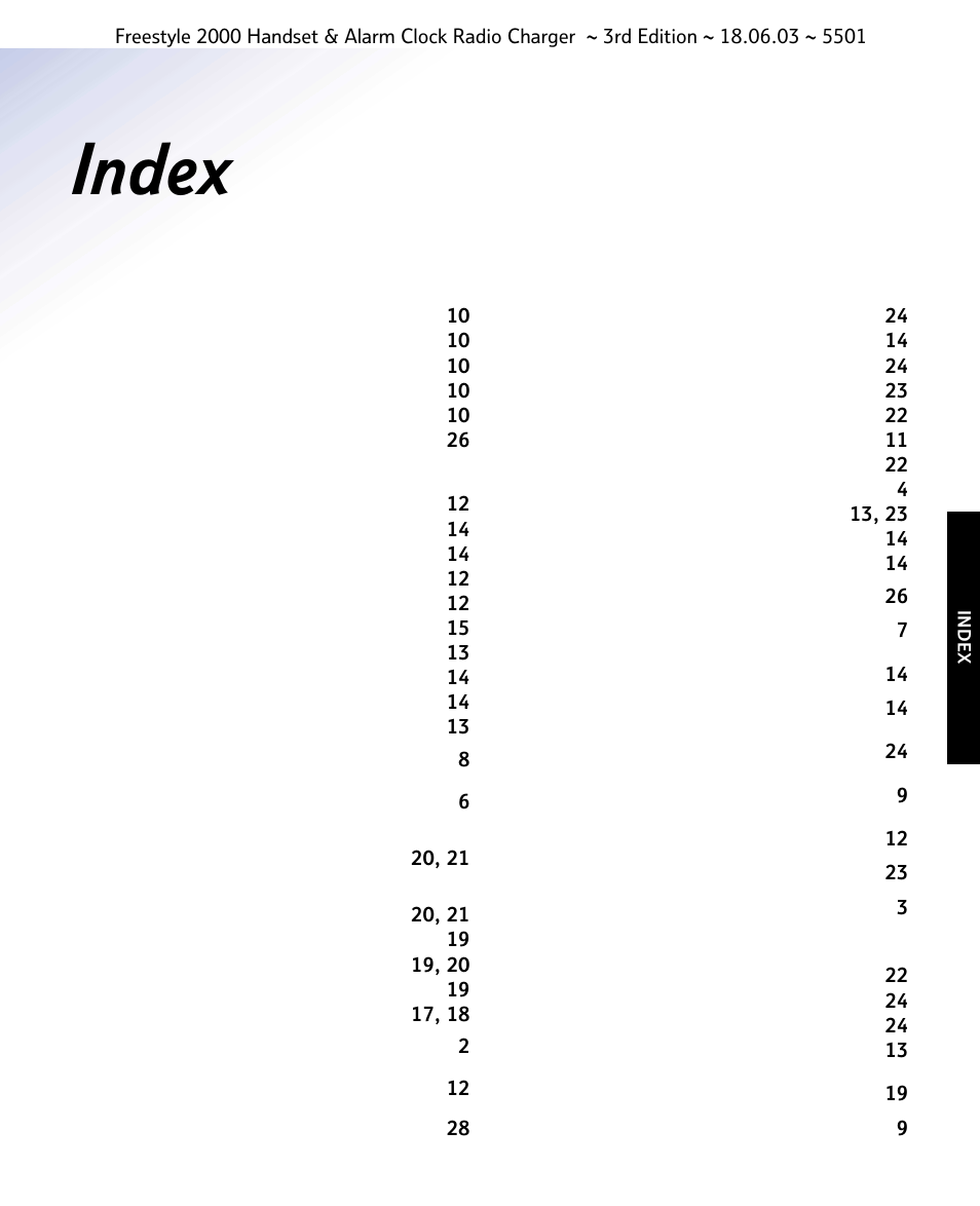 Index | BT Freestyle 2000 User Manual | Page 33 / 37