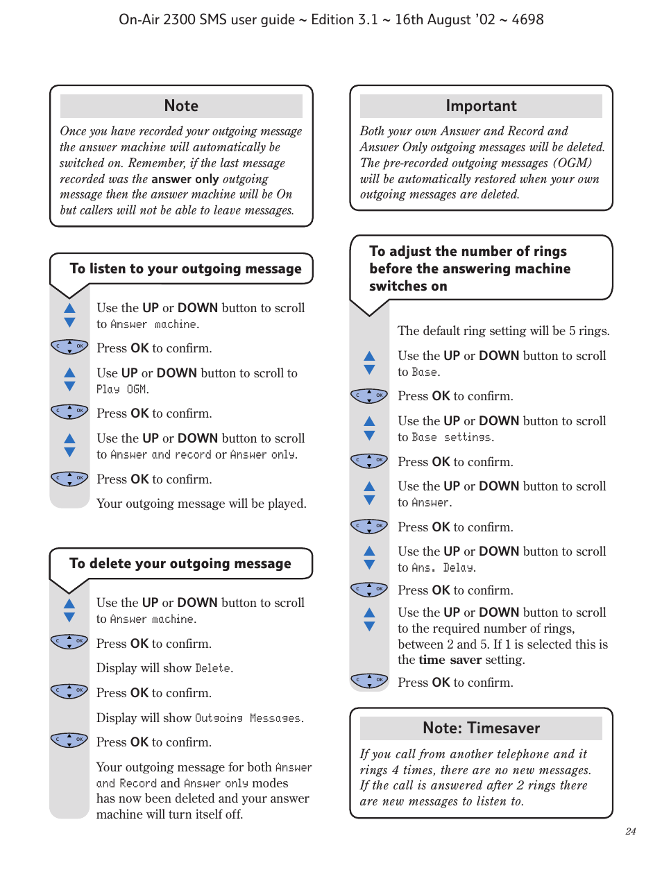 Important | BT studio 2300 SMS User Manual | Page 25 / 43