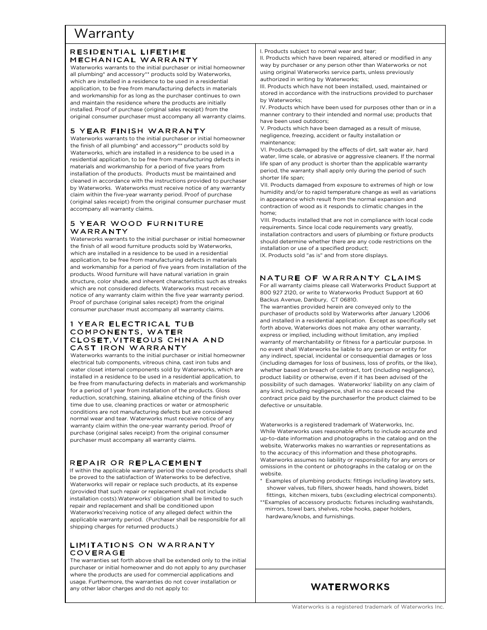Warranty | Waterworks Sentinel II Ceiling Mounted Round Lighting User Manual | Page 3 / 3
