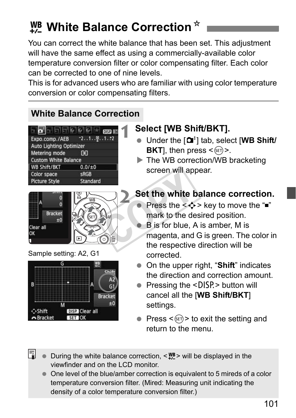 Cop y, 2white balance correction n | Canon eos rebel T2i User Manual | Page 101 / 260