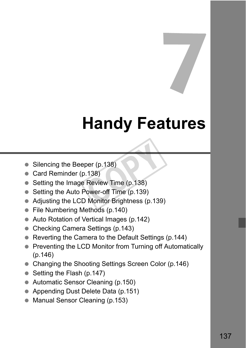 Cop y, Handy features | Canon eos rebel T2i User Manual | Page 137 / 260