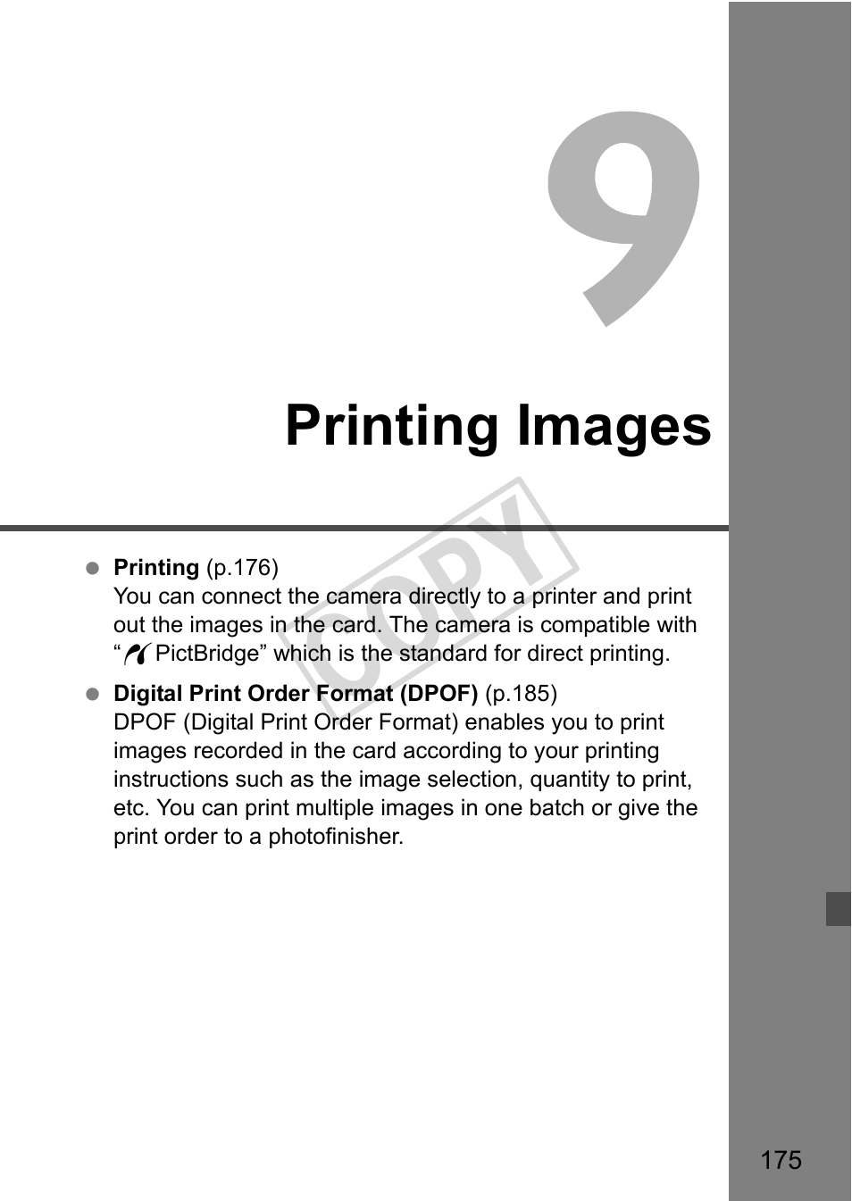 Cop y, Printing images | Canon eos rebel T2i User Manual | Page 175 / 260