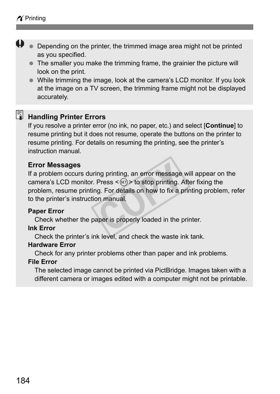 Cop y | Canon eos rebel T2i User Manual | Page 184 / 260
