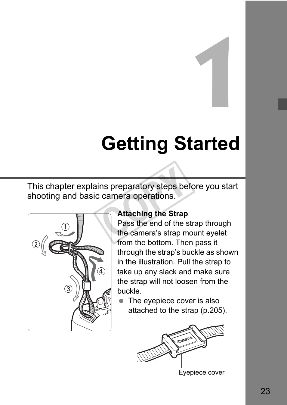 Cop y, Getting started | Canon eos rebel T2i User Manual | Page 23 / 260