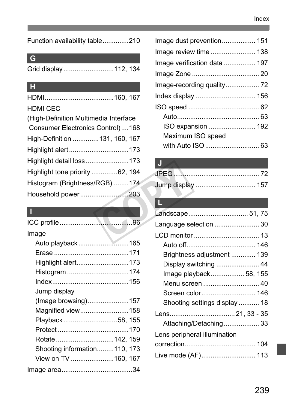 Cop y | Canon eos rebel T2i User Manual | Page 239 / 260