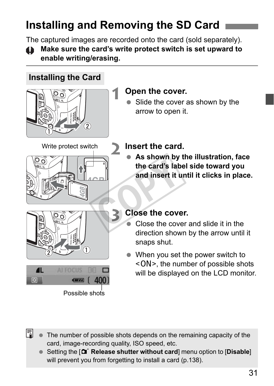 Cop y | Canon eos rebel T2i User Manual | Page 31 / 260