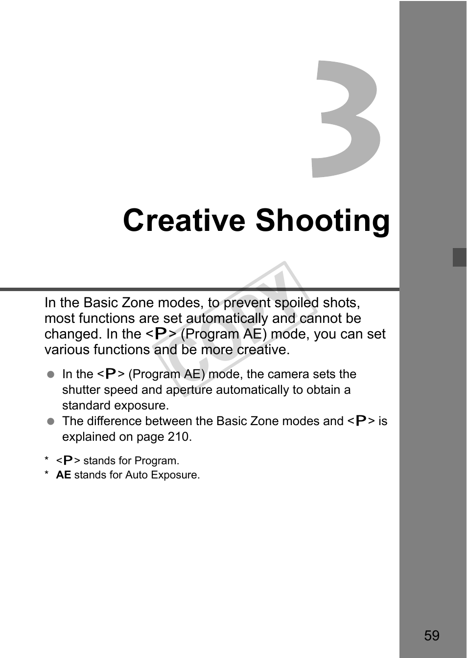 Cop y, Creative shooting | Canon eos rebel T2i User Manual | Page 59 / 260