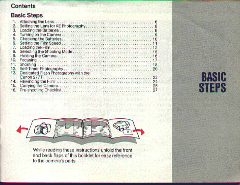 Contents basic steps, Basic steps | Canon t70 User Manual | Page 5 / 77