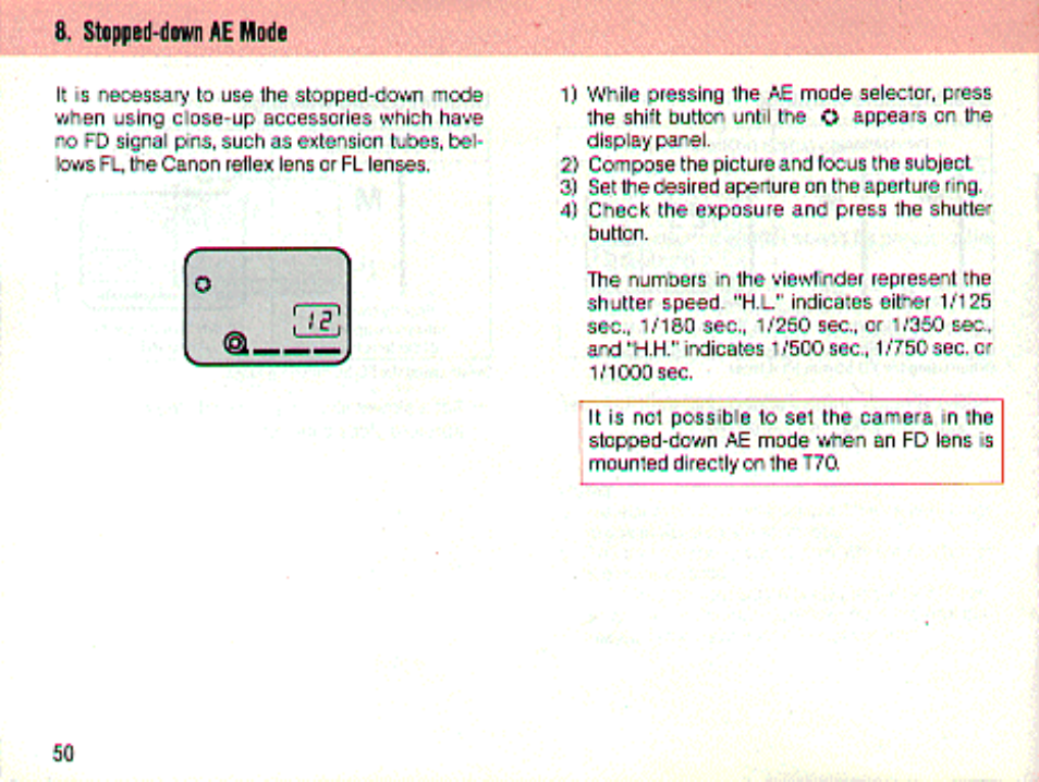 Stcpfibd-diwnaemoúe | Canon t70 User Manual | Page 50 / 77